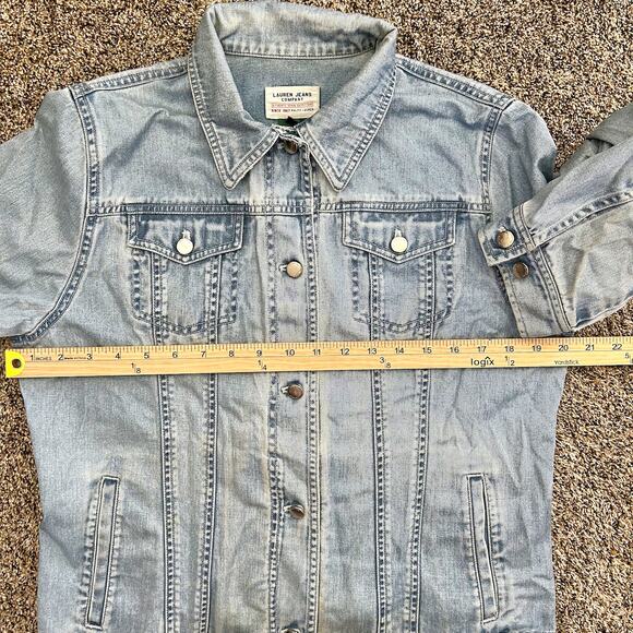 Ralph Lauren 90s Vintage Distress Light Medium Denim Jean Jacket Boho MED - Picture 11 of 13